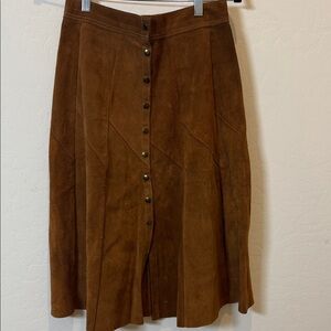 Brown Suede Button-Front Women's Skirt
